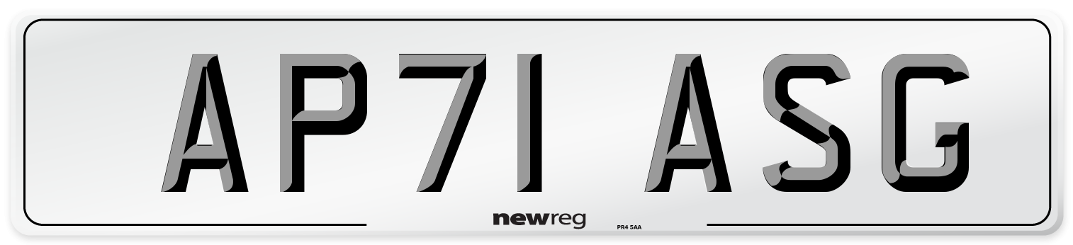 AP71 ASG Number Plate from New Reg